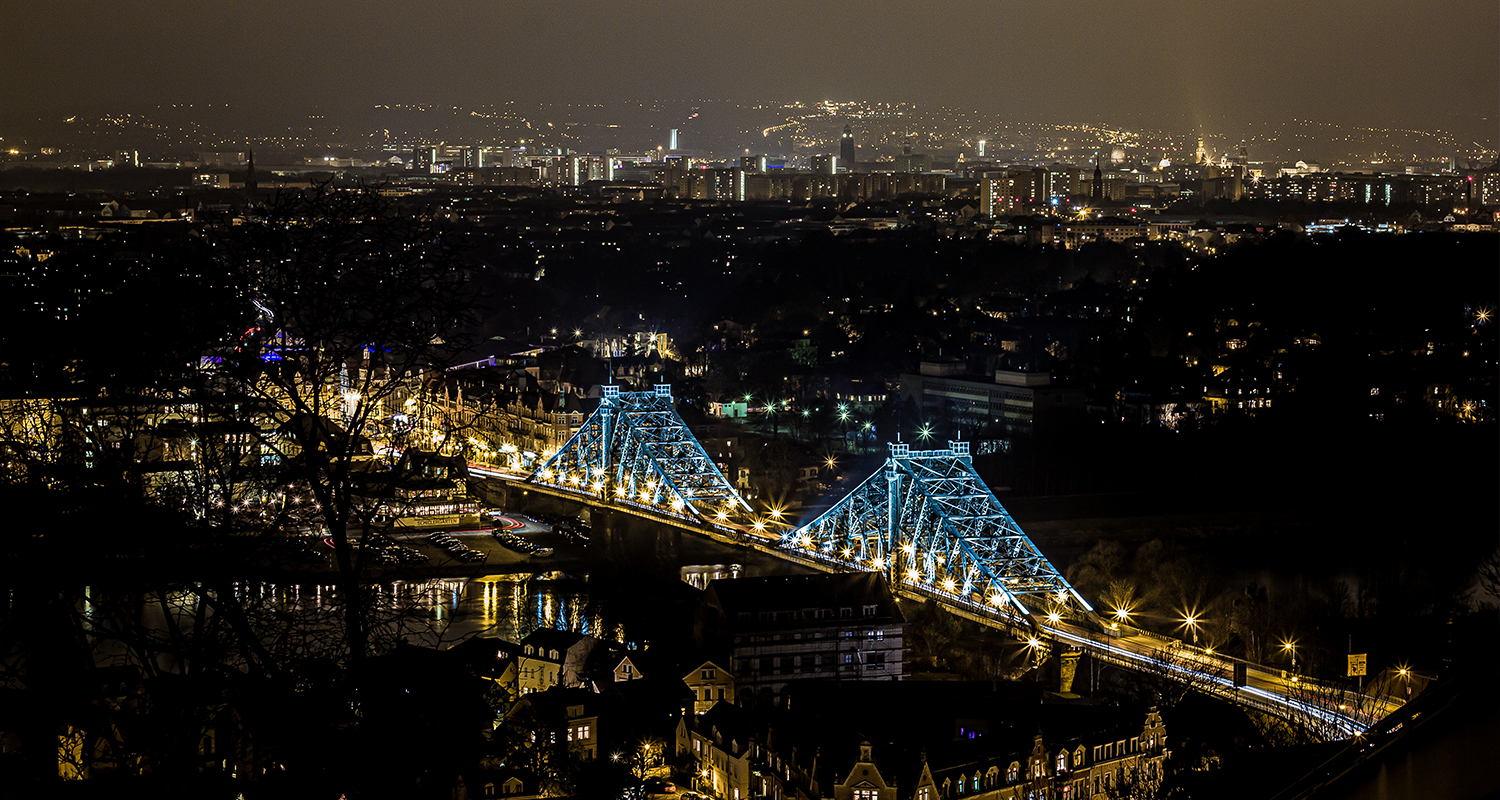 Dresden - Blaues Wunder - Blick von Loschwitz